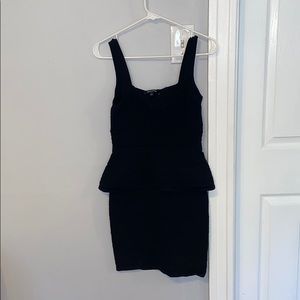 Black mini dress with peplum waist